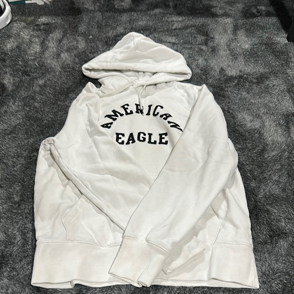 American Eagle Outfitters White Hoodie Sweater